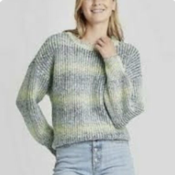 Universal Thread Chunky Knit Sweater Blue/Green Gradient Stripes Size S - EUC - Picture 9 of 9